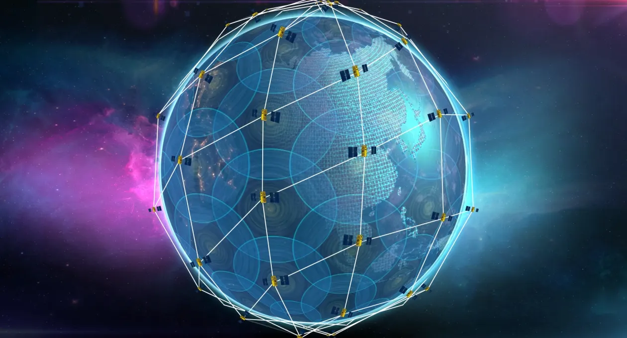 Graphic of satellites orbiting the earth 
