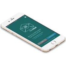 Phone with OCENS OneMail App on the screen
