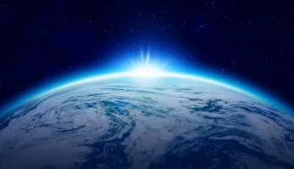 An eclipse of the Sun by the world make rising sun in space, sky - Elements of this image furnished by NASA 