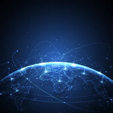 Global network connection. World map point and line composition concept of global business.