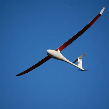 UAV flying in the sky, no clouds in sight