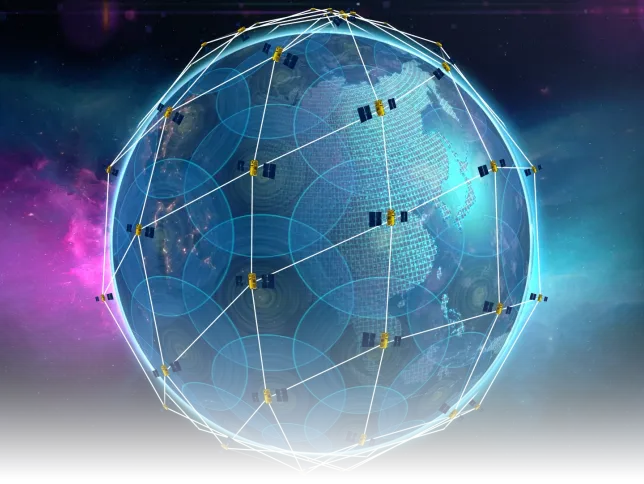 faded bottom of half Iridium constellation network graphic