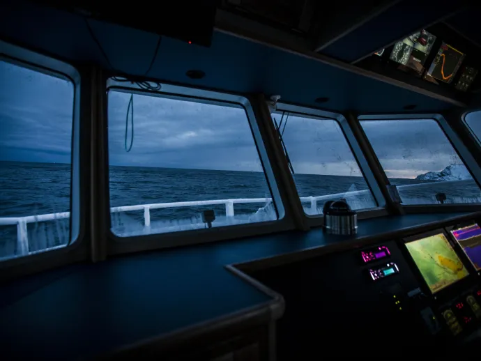 Fishing boats out for skrei cod in the arctic sea