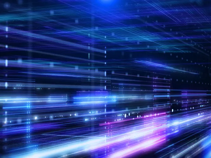 Technology digital cyberspace data network connection perspective view illustration background