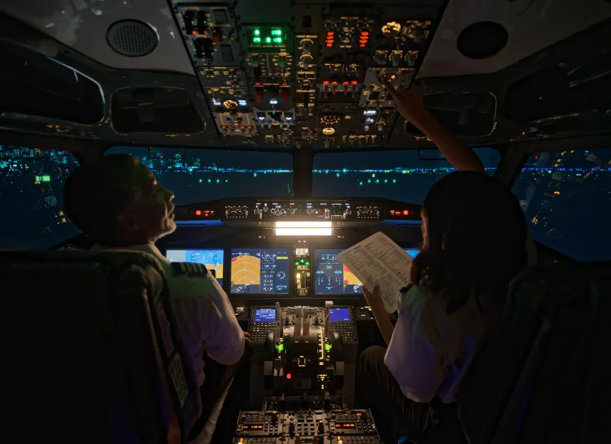 cockpit at night