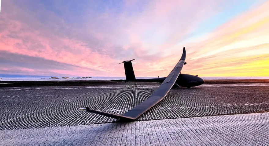 UAV on the ground at dusk