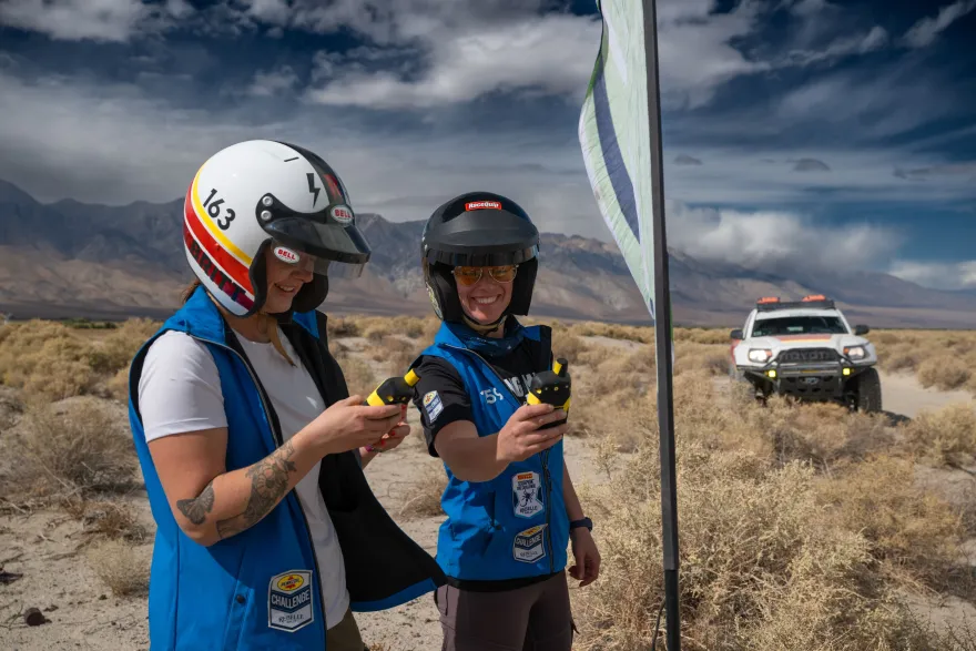 Racers using YB tracker to report location data during off-road race.