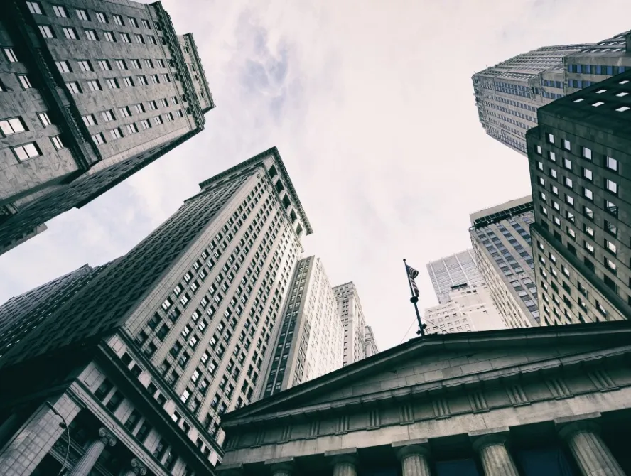 Federal Hall, Manhattan Financial District, NYC. Toned Image.