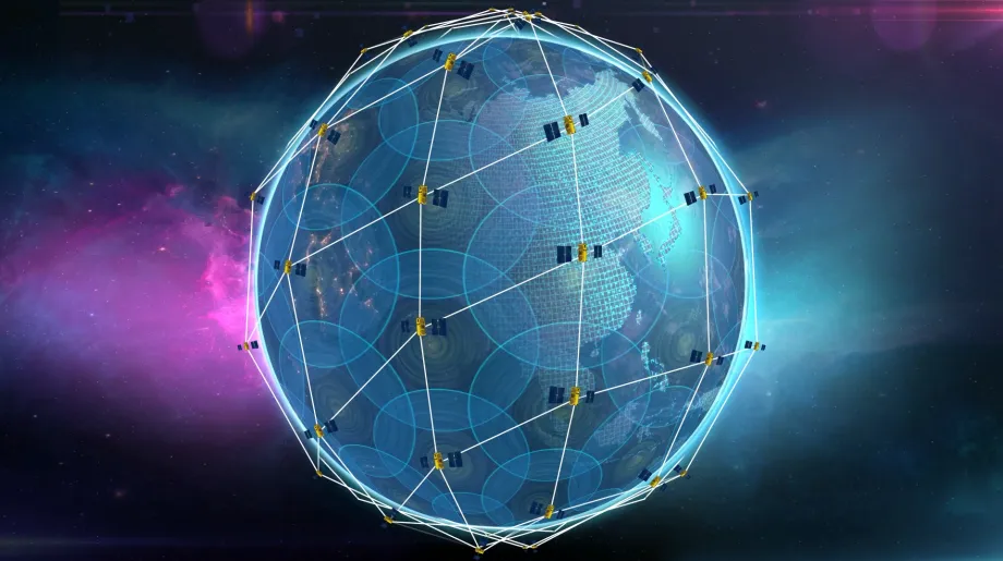 Graphic of satellites orbiting the earth 