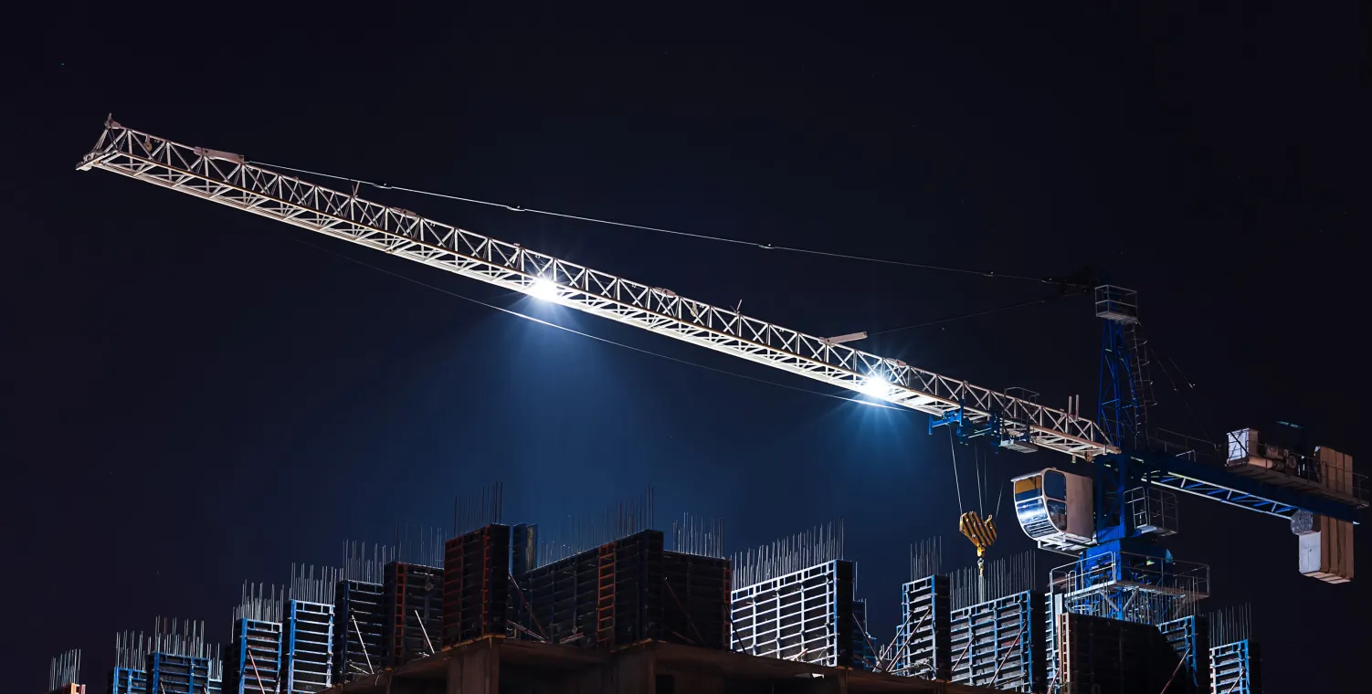 Construction site equipment crane