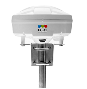 Triton Advanced Terminal from CLS: a white, plastic box-shaped antenna mounted on a pole.