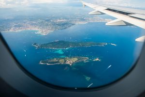 Aviation Window View of Islands