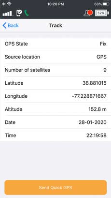 Iridium GO! App Track Screen