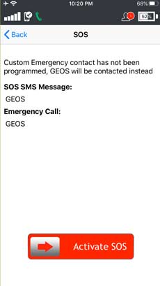 Iridium GO! App SOS Screen