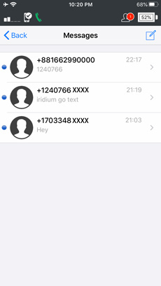 Iridium GO! App Messages Inbox