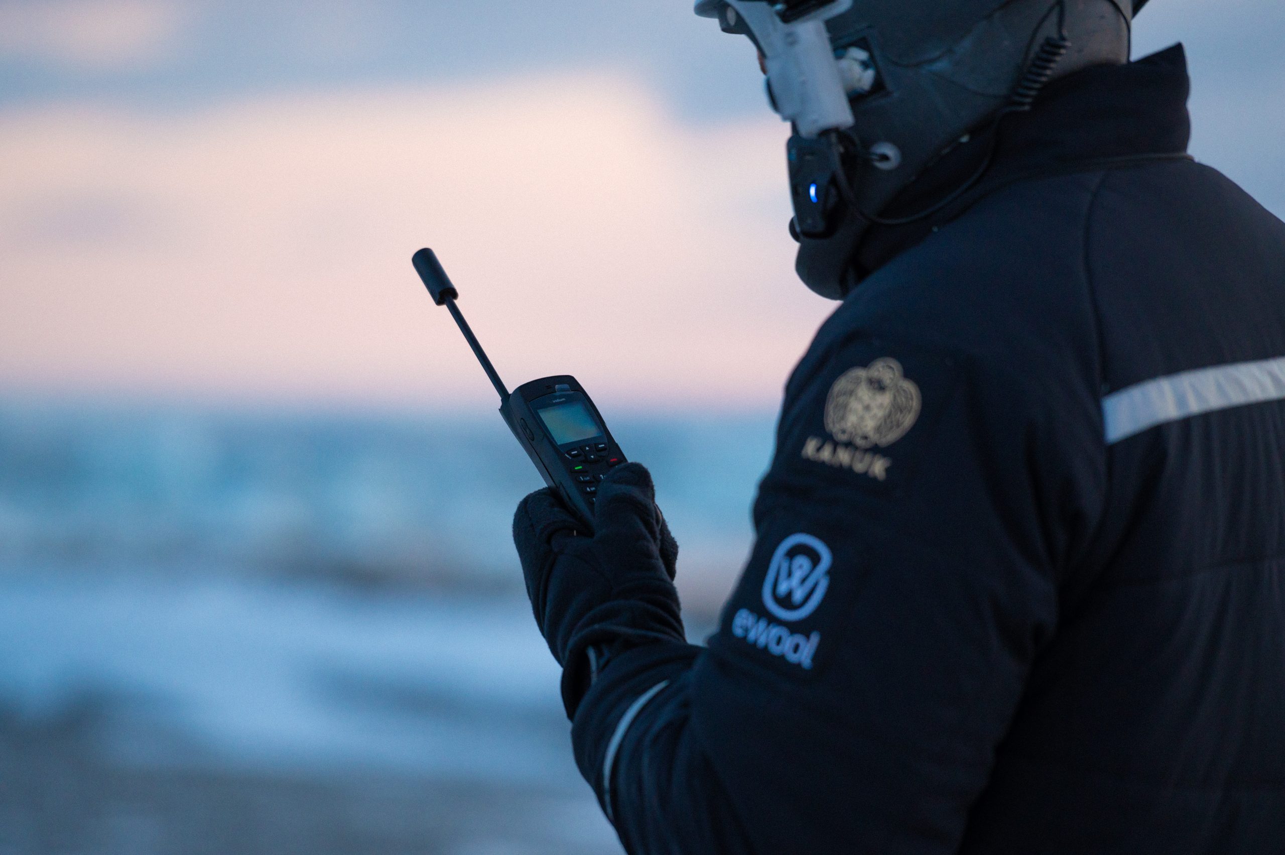 Iridium 9555 satellite phone in use