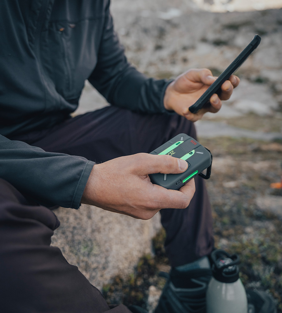 Iridium Connected Zoleo Satellite Communicator in use