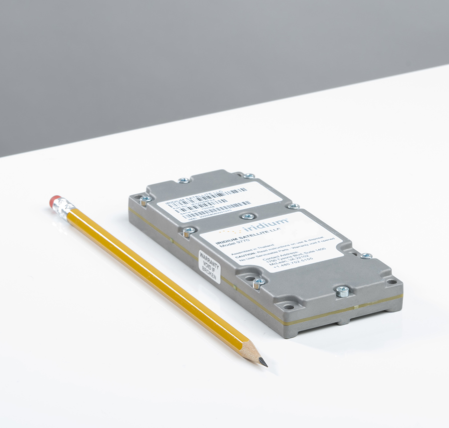 Iridium Certus 9770 module to scale same height as a pencil