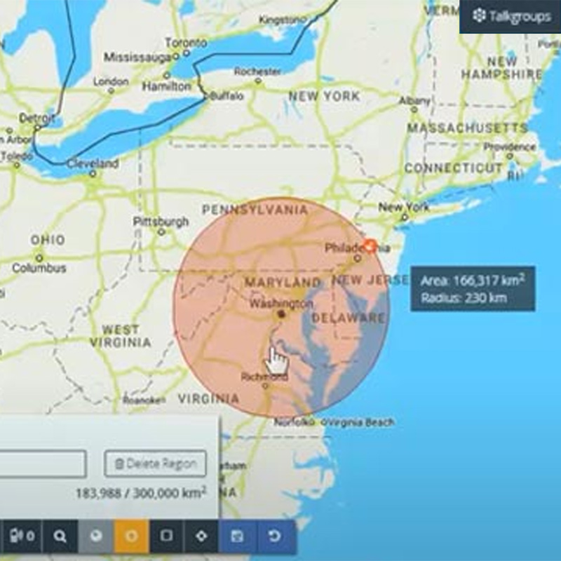 Sample screenshot of Iridium PTT Command Center setting talkgroups