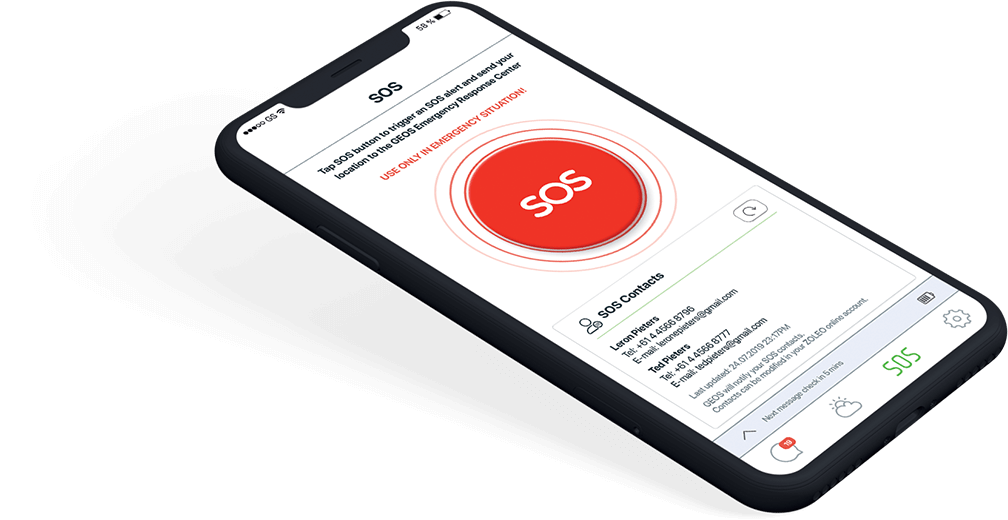 Zoleo Mobile App SOS screen