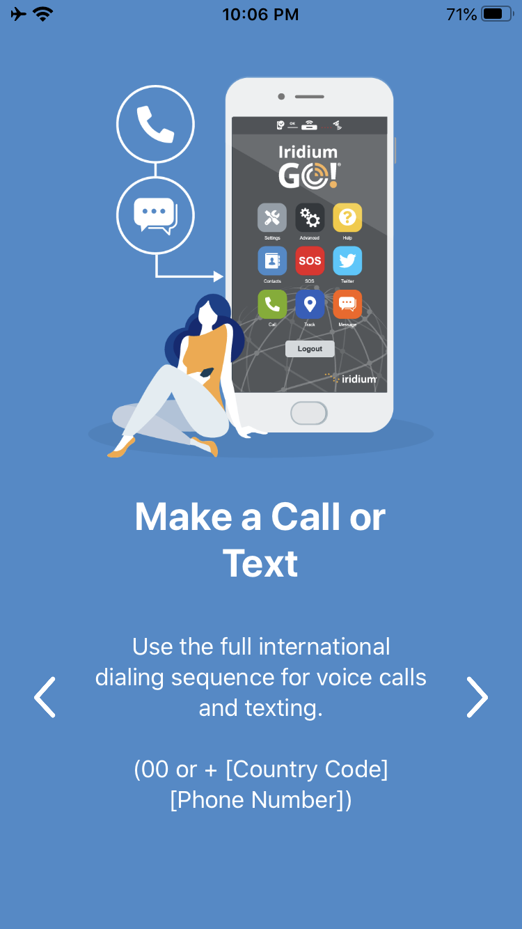 Iridium GO App welcome screen 2